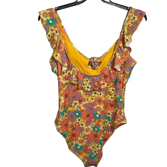 Jessica Simpson Floral Rendevous Ruffled-neck Swimsuit L - Picture 2 of 10